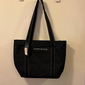 Corvette Black Tote Bag NWT Insulated on 1side side pocket inside zipper